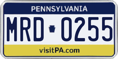 PA license plate MRD0255