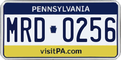 PA license plate MRD0256
