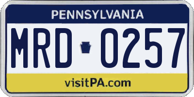 PA license plate MRD0257