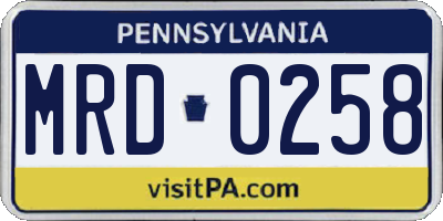 PA license plate MRD0258