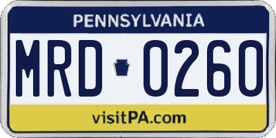 PA license plate MRD0260