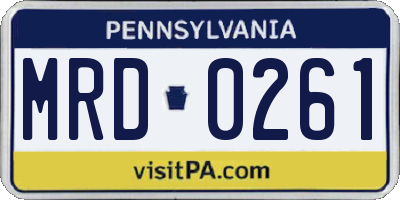 PA license plate MRD0261