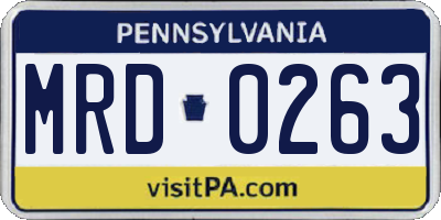 PA license plate MRD0263