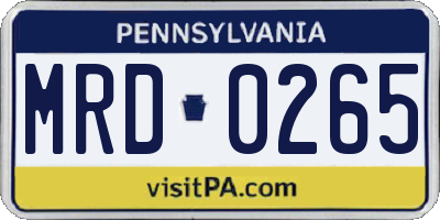PA license plate MRD0265