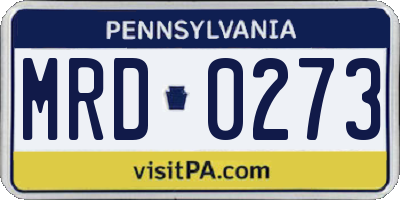 PA license plate MRD0273