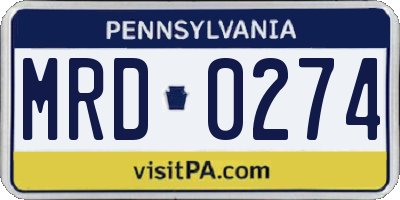 PA license plate MRD0274