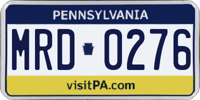 PA license plate MRD0276