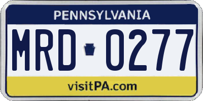PA license plate MRD0277