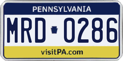 PA license plate MRD0286