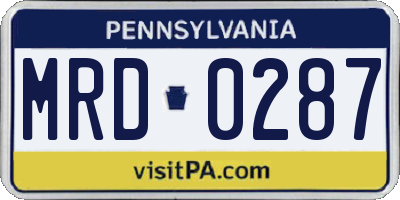 PA license plate MRD0287