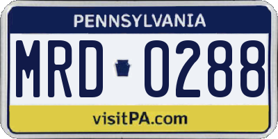 PA license plate MRD0288