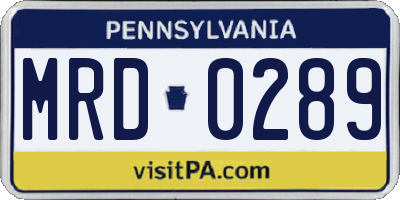 PA license plate MRD0289