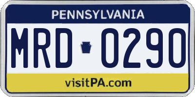 PA license plate MRD0290