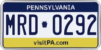 PA license plate MRD0292