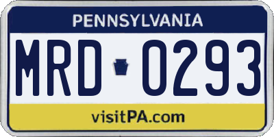 PA license plate MRD0293
