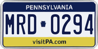 PA license plate MRD0294