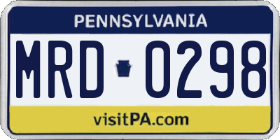PA license plate MRD0298