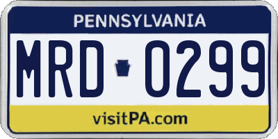 PA license plate MRD0299