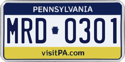 PA license plate MRD0301