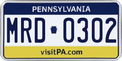 PA license plate MRD0302