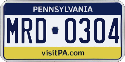 PA license plate MRD0304