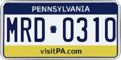 PA license plate MRD0310