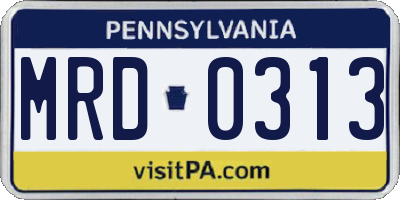 PA license plate MRD0313