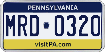 PA license plate MRD0320
