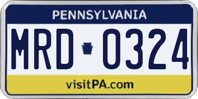 PA license plate MRD0324