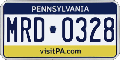 PA license plate MRD0328