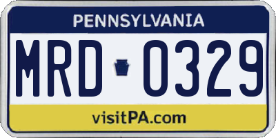 PA license plate MRD0329