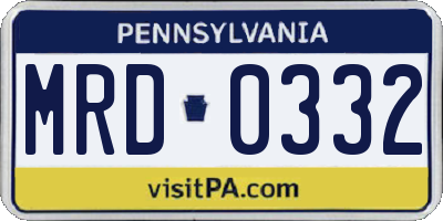 PA license plate MRD0332