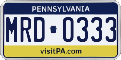 PA license plate MRD0333