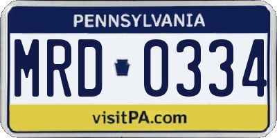 PA license plate MRD0334