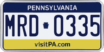 PA license plate MRD0335