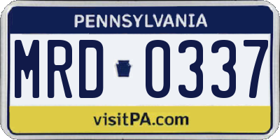 PA license plate MRD0337