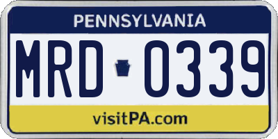 PA license plate MRD0339