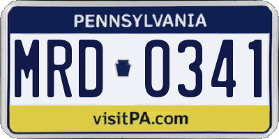 PA license plate MRD0341
