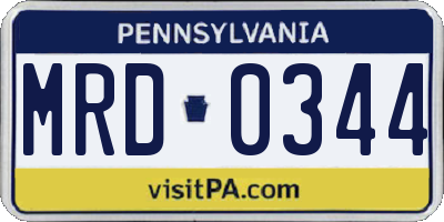 PA license plate MRD0344