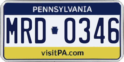 PA license plate MRD0346