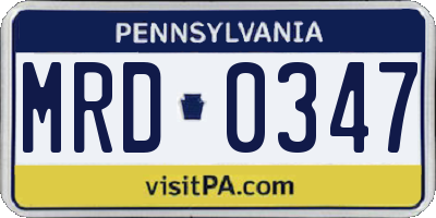 PA license plate MRD0347