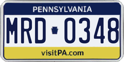 PA license plate MRD0348
