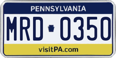 PA license plate MRD0350