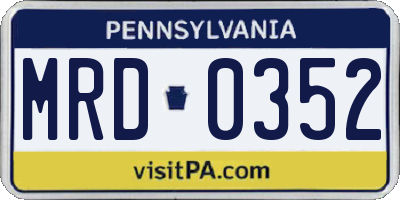 PA license plate MRD0352