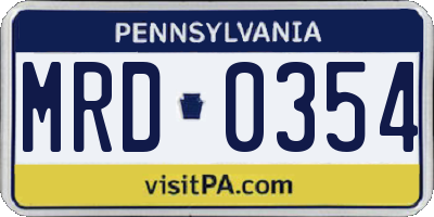 PA license plate MRD0354