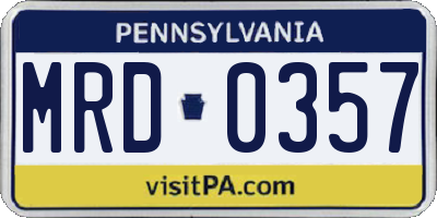 PA license plate MRD0357