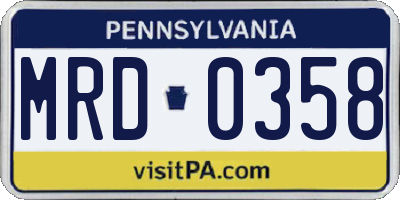 PA license plate MRD0358