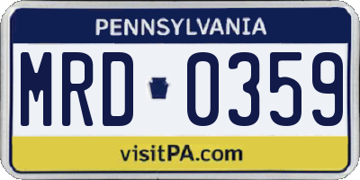 PA license plate MRD0359