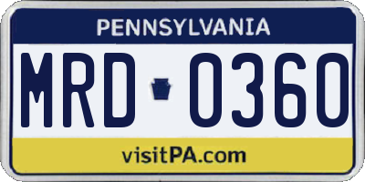 PA license plate MRD0360