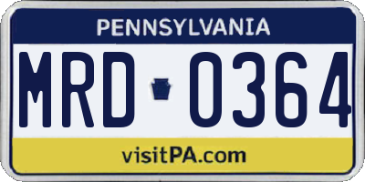 PA license plate MRD0364
